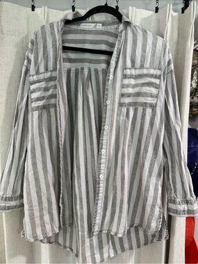 Altar'd State Gray & White Striped Top